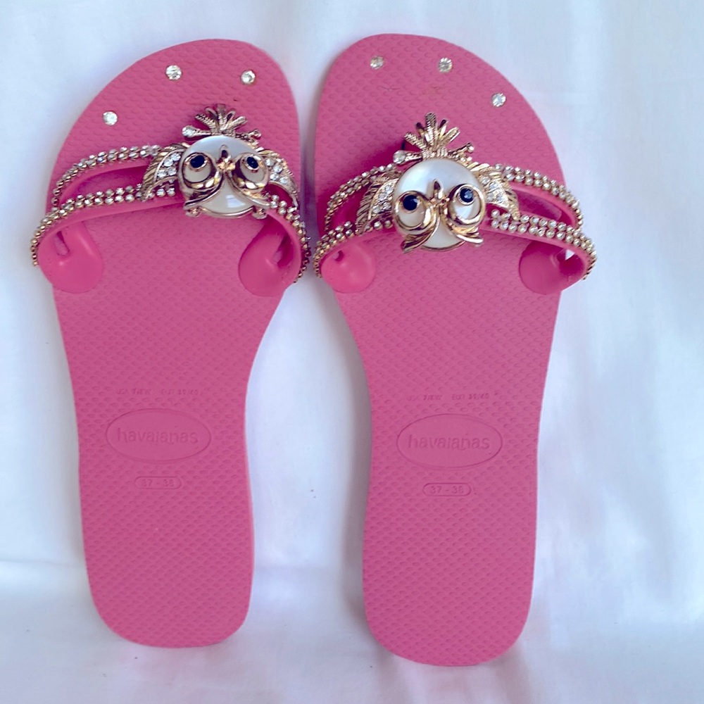 NWOT Original Brazilian Havaianas Flip-Flops Handmade Embroidered US7/8W EU39/40
